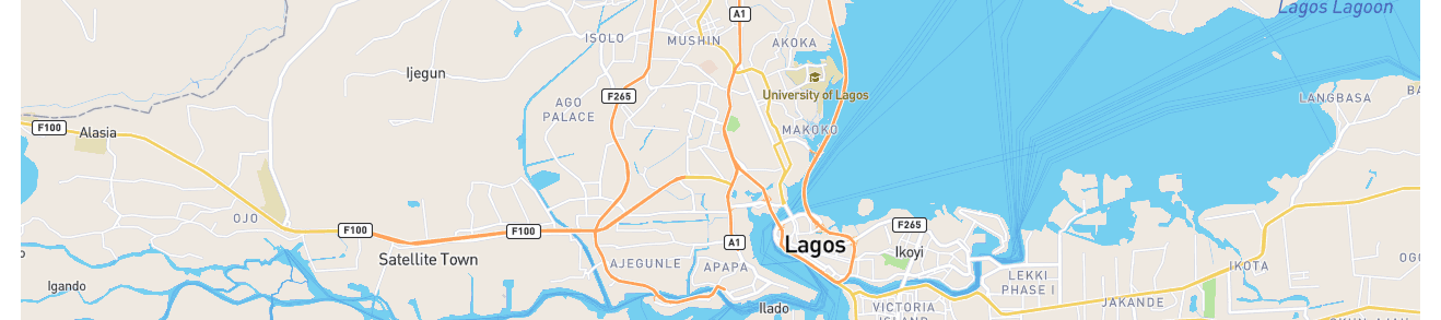Map showing Eko Atlantic, Victoria Island, Lagos