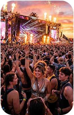 Crowd dancing at a live concert